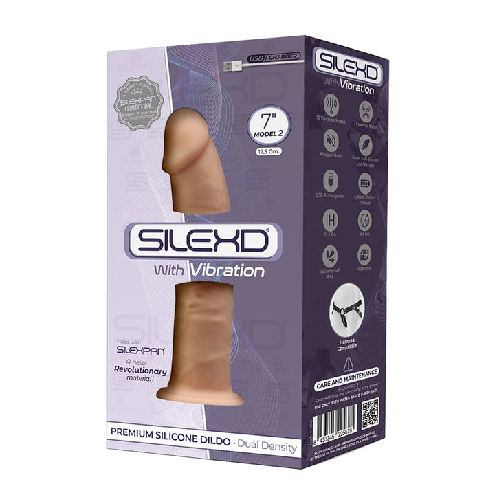Silexd 7" Modèle 2 Avec Vibration - Dildo en Silicone Premium Thermoréactif à Mémoire