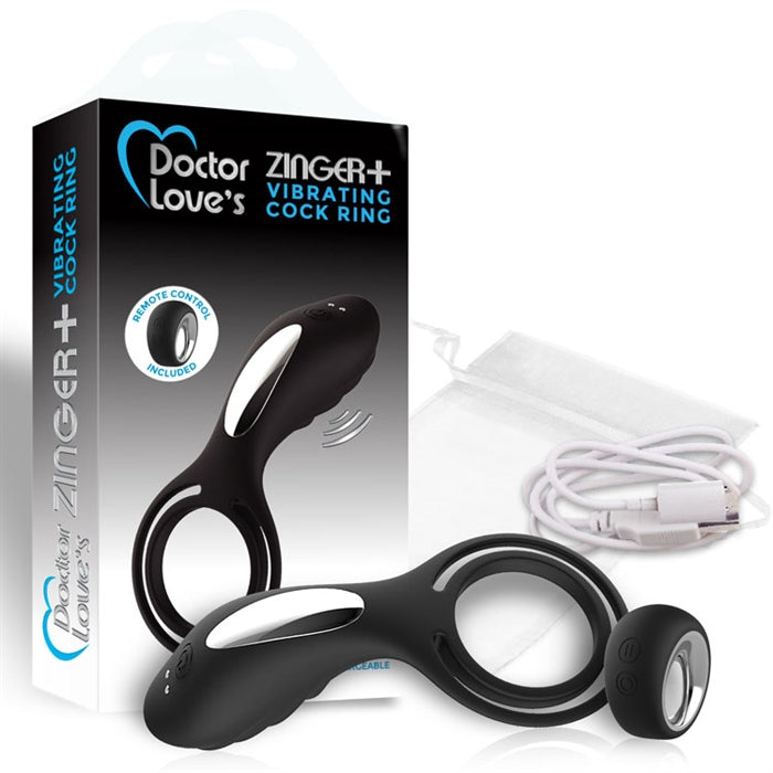 Zinger+ Cock Ring - Remote Rechargeable Black