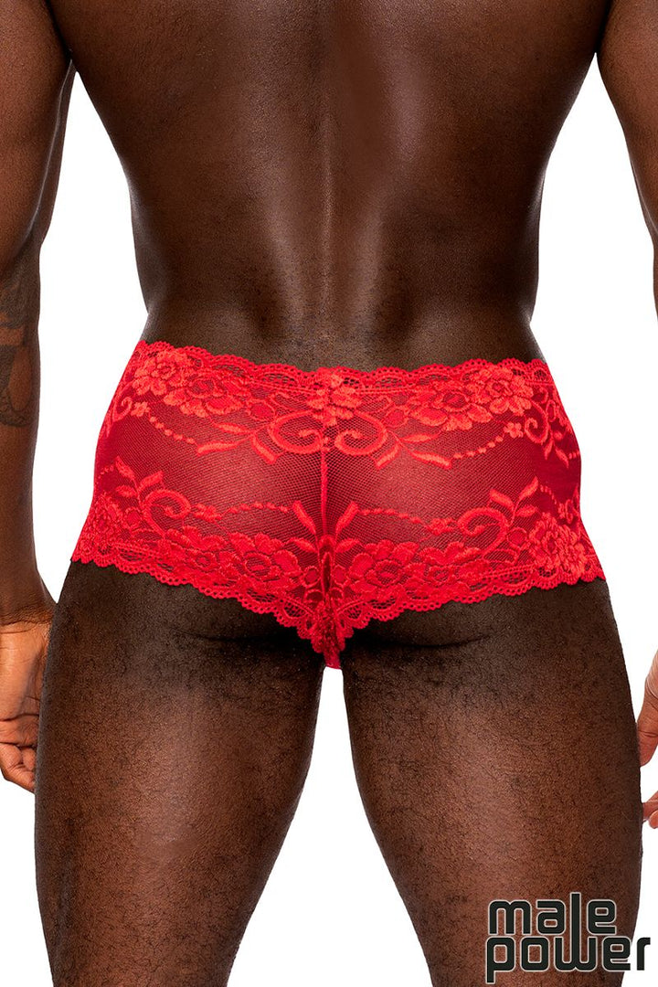 Naughty Lace Mini Shorts with Transparent Pouch