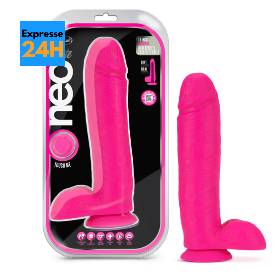 10 Inch Dual Density Silicone Dildo with Testicles