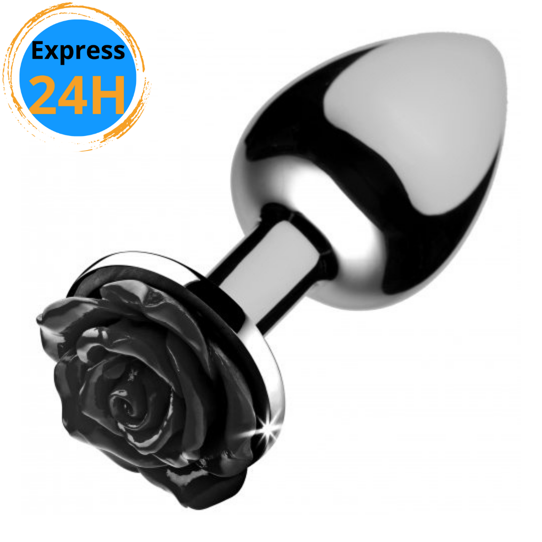 Anal Plug - Black Rose - S