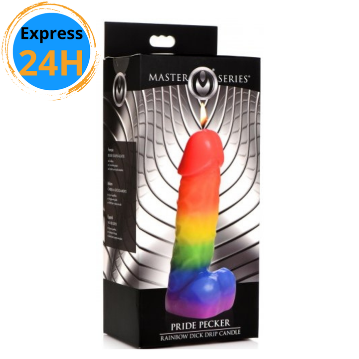 Bougie Pride Pecker de la Collection Master Series à Gouttes Arc-en-Ciel