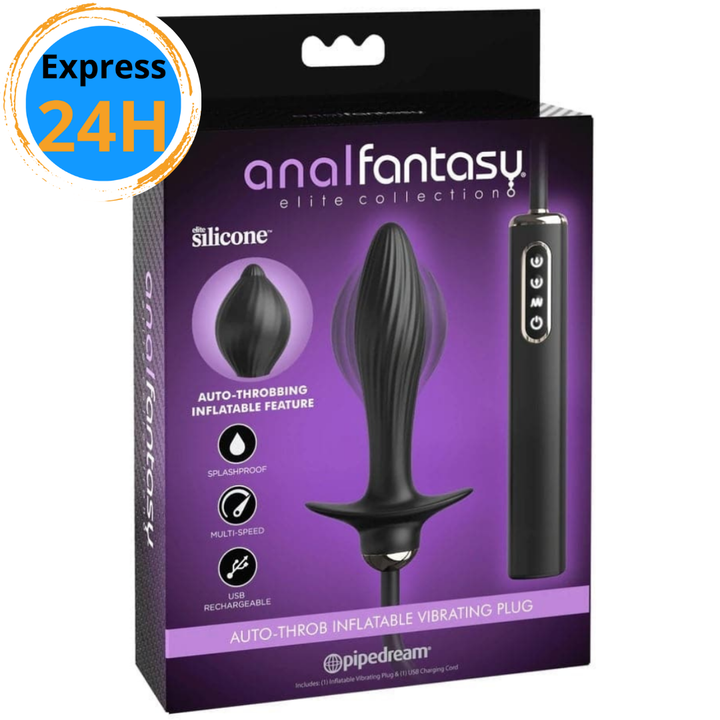 Le Plug Vibrant Gonflable Auto-Throb de la collection Anal Fantasy® Elite - Noir