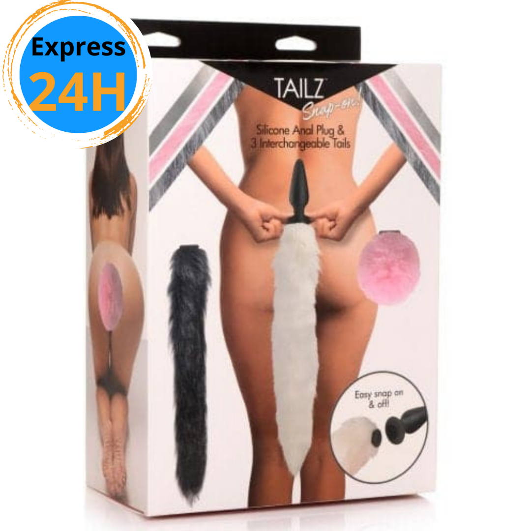 Tailz -  Plug Anal en Silicone à Fixation Rapide & 3 Queues Interchangeables