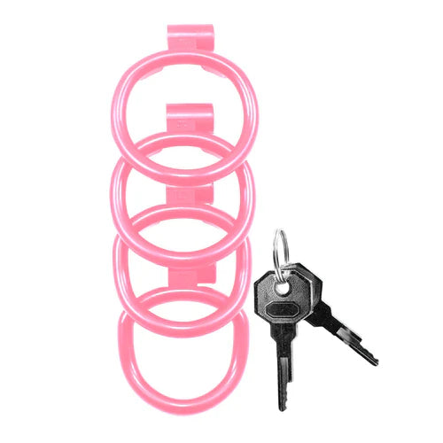 Série Kink Chastity : Cage de Chasteté Verrouillable Extra Large Rose