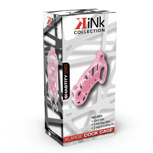 Série Kink Chastity : Cage de Chasteté Verrouillable Extra Large Rose