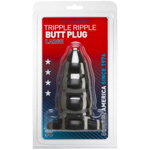 Triple Ripple Butt Plug, Black Large