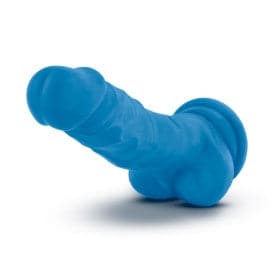 7.5 Inch Dual Density Dildo with Balls - Neon Blue