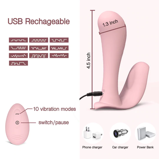 Vibromasseur portable pour culotte sans fil rose
