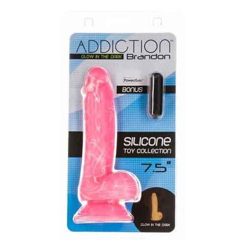 Addiction Brandon 7.5" Glow in the Dark Dildo With Pink Balls