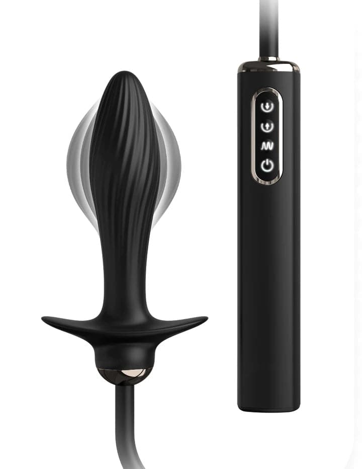 The Auto-Throb Inflatable Vibrating Plug from the Anal Fantasy® Elite collection - Black 