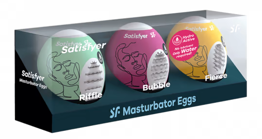 Set of 3 Satisfyer Egg Masturbators (Riffle, Bubble, Fierce) - Assortment